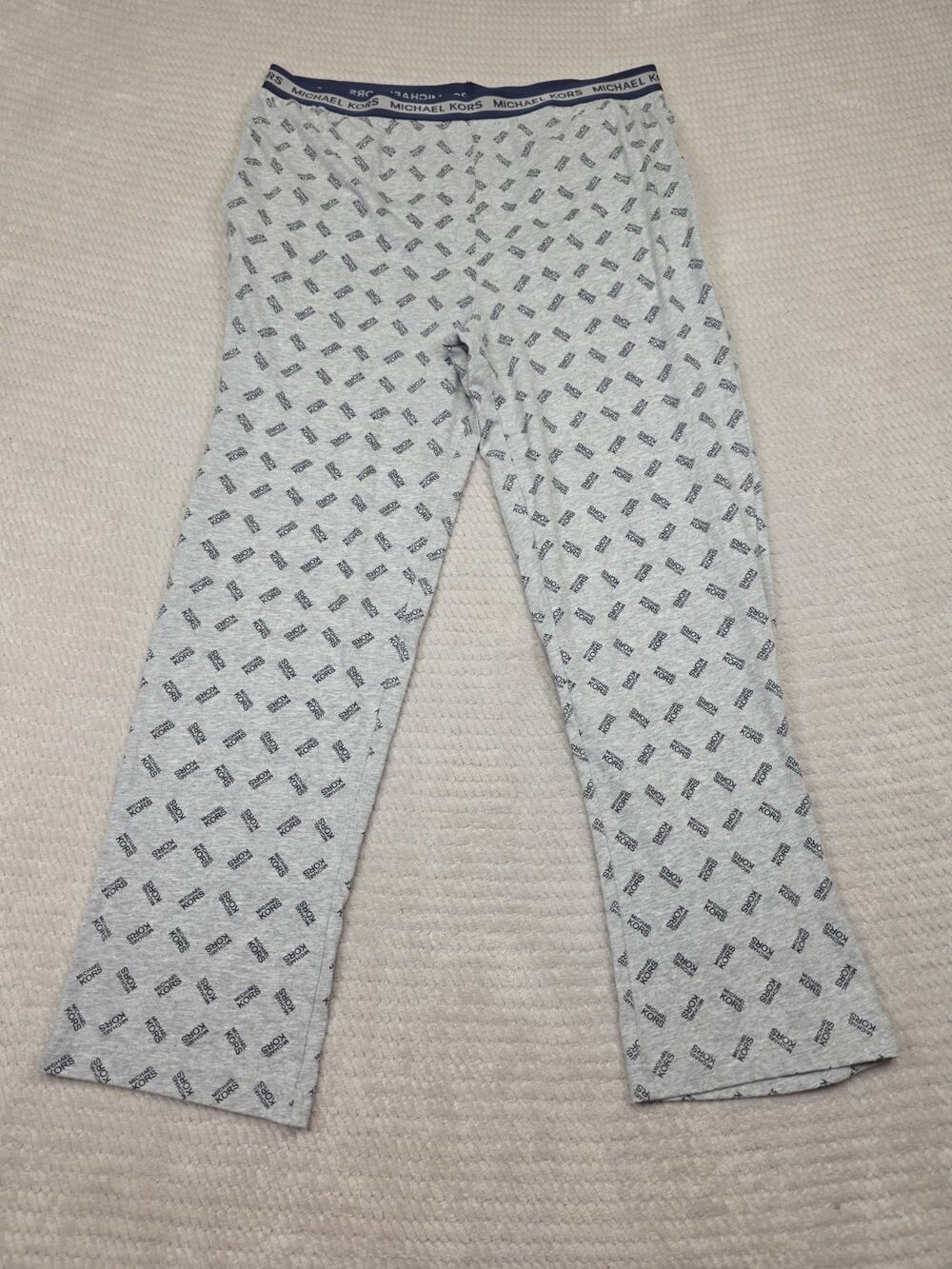 Michael Kors Pajama Pants Mens Large Gray Spellout Print Pockets